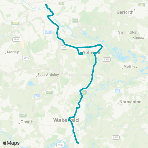 Arriva Yorkshire Wakefield Bus Sta - Leeds City Bus Sta map