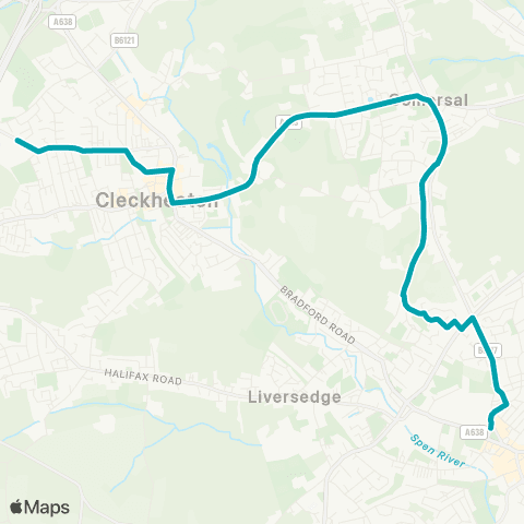 Arriva Yorkshire Cleckheaton Bus Station - Northgate T2 map