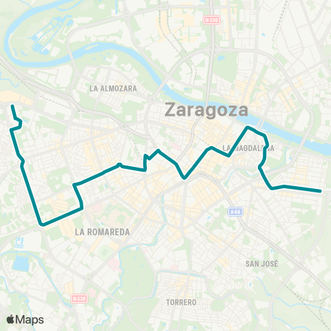 Transporte Urbano de Zaragoza Las Fuentes - Bombarda map