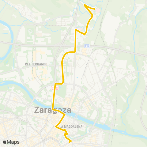 Transporte Urbano de Zaragoza Camino de las Torres - San Gregorio map