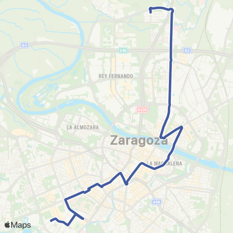 Transporte Urbano de Zaragoza Parque Goya - Seminario map