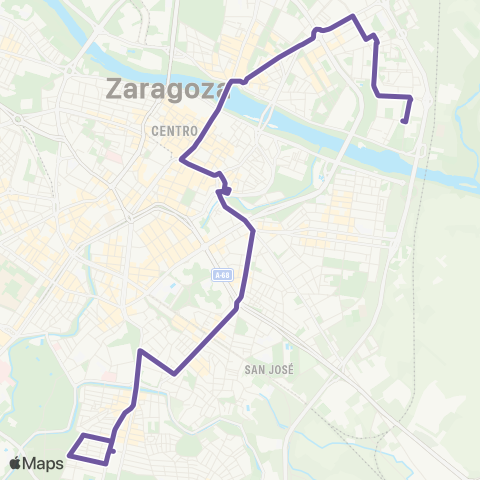Transporte Urbano de Zaragoza Pinares de Venecia - Vadorrey map