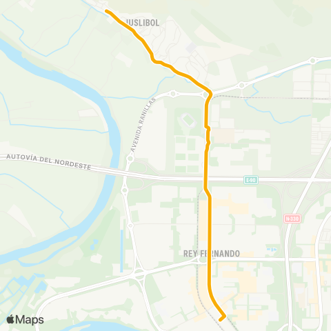 Transporte Urbano de Zaragoza Juslibol - Actur-Rey Fernando map