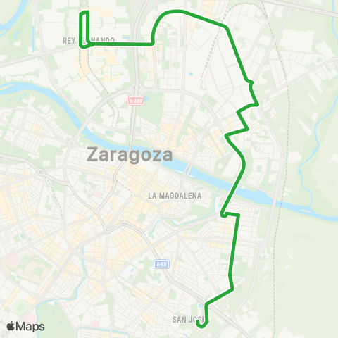Transporte Urbano de Zaragoza Estación Miraflores - Actur Rey Fernando map
