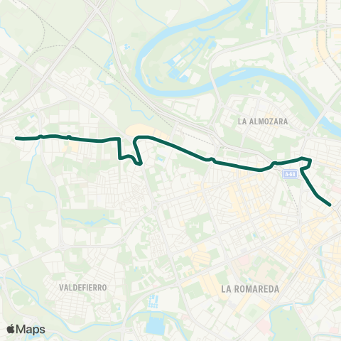 Transporte Urbano de Zaragoza Miralbueno - Puerta del Carmen map