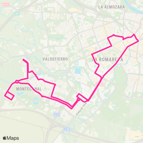 Transporte Urbano de Zaragoza Paseo Pamplona - Romareda - Rosales del Canal - Arcosur map