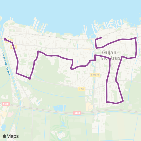 Baïa Gare de La Hume - Gare de Gujan-Mestras map