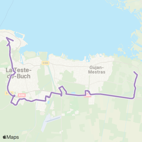 Baïa Gare d'Arcachon - Gare du Teich Express map