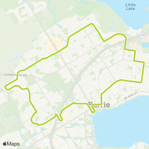 Barrie Transit North Loop map