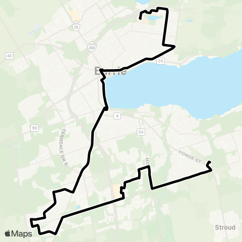 Barrie Transit RVH / Yonge map