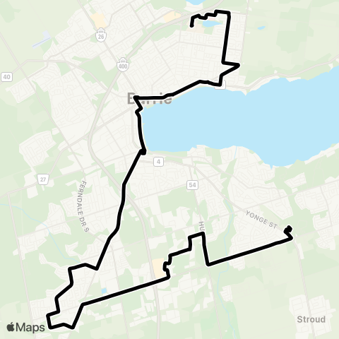 Barrie Transit Crosstown / Essa map