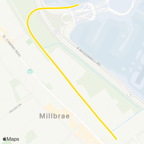 BART Antioch - SFO/Millbrae map
