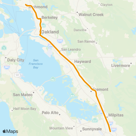 BART Berryessa/North San José - Richmond map