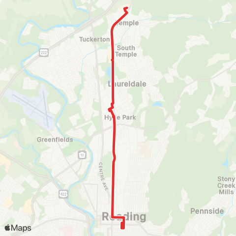 BARTA Temple via 5th Street map