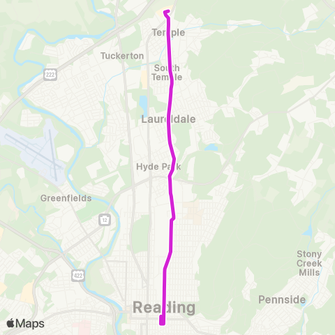 BARTA Temple via Kutztown Rd. map