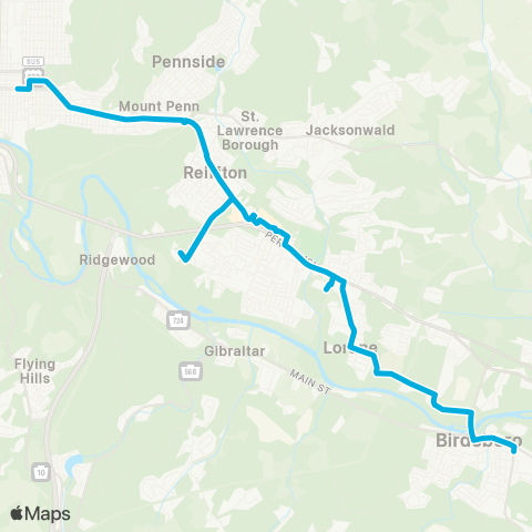 BARTA Reiffton / Shelbourne / Birdsboro map
