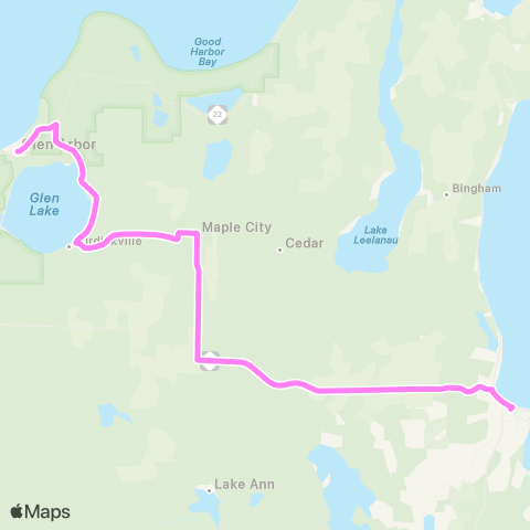 BATA - Traverse City to Glen Arbor map