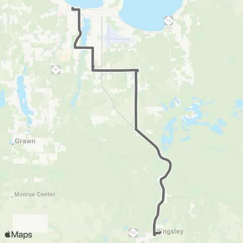 BATA Traverse City to Kingsley map