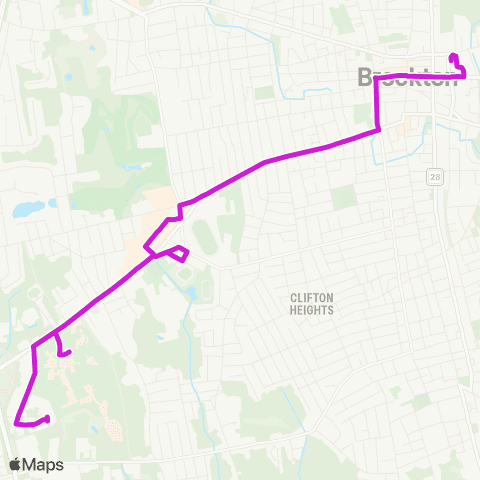 BAT VA Hospital via Belmont map