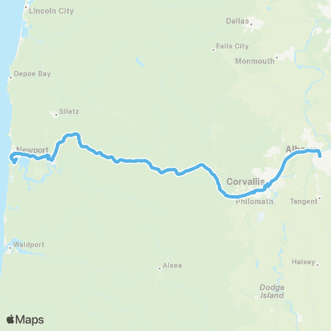 Benton Area Transit Coast to Valley Express map