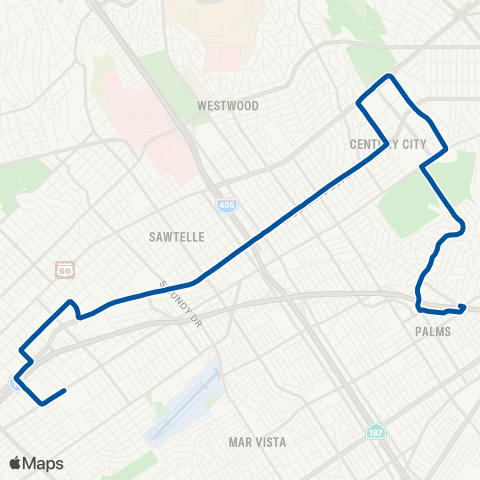 Big Blue Bus Olympic Boulevard map