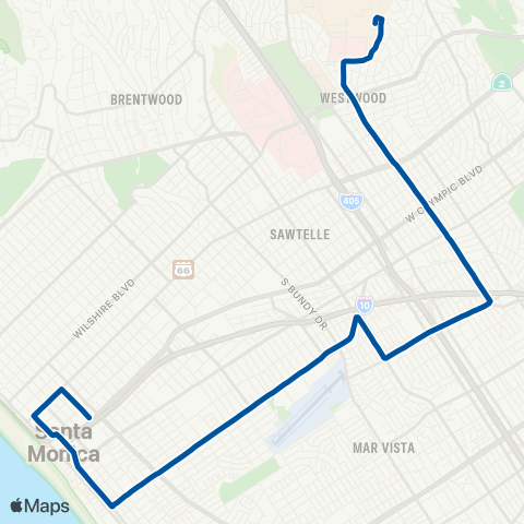 Big Blue Bus Ocean Park Blvd & Westwood Blvd / UCLA map