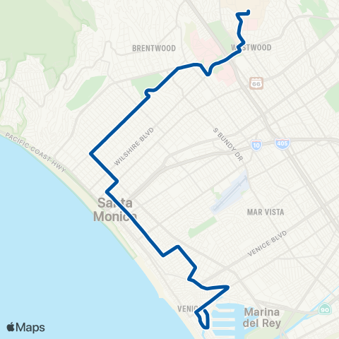 Big Blue Bus UCLA - Marina Del Rey map