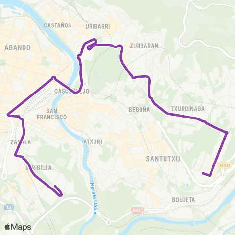 Bilbobus Txurdinaga - Miribilla map