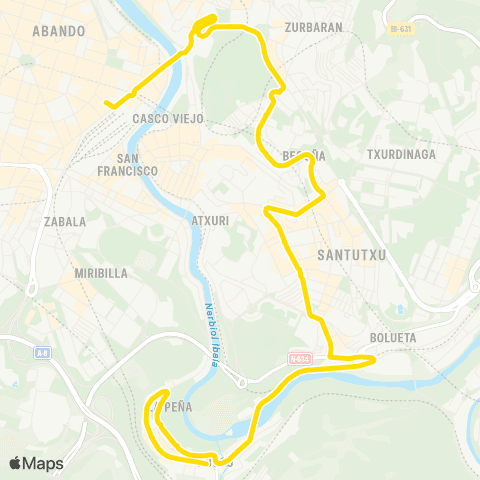 Bilbobus La Peña - Plaza Circular map
