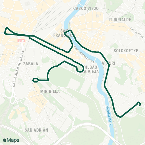 Bilbobus Mina del Morro - Miribilla map
