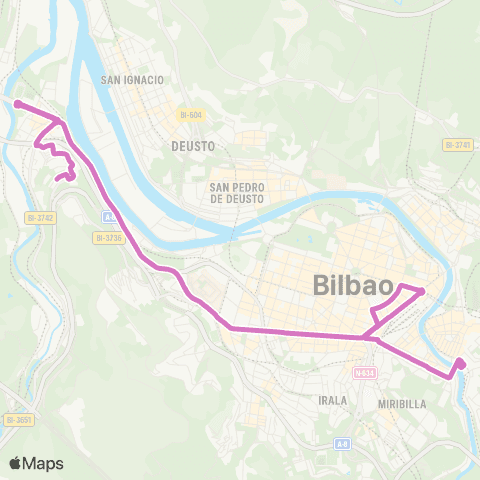 Bilbobus Zazpilanda - Atxuri map