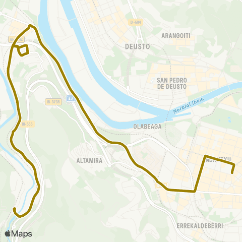 Bilbobus Kastrexana - Indautxu map