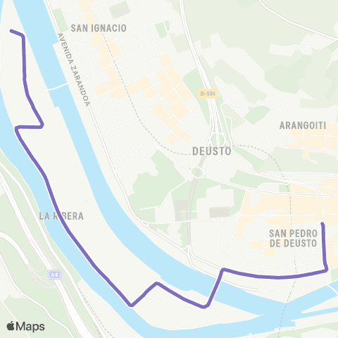 Bilbobus Zorrotzaurre - Deustu map
