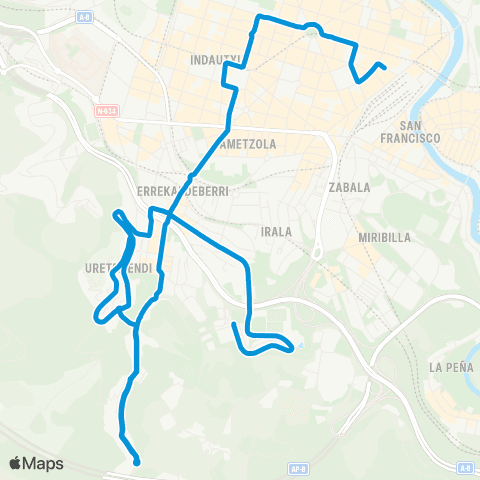 Bilbobus Larraskitu - Plaza Circular map