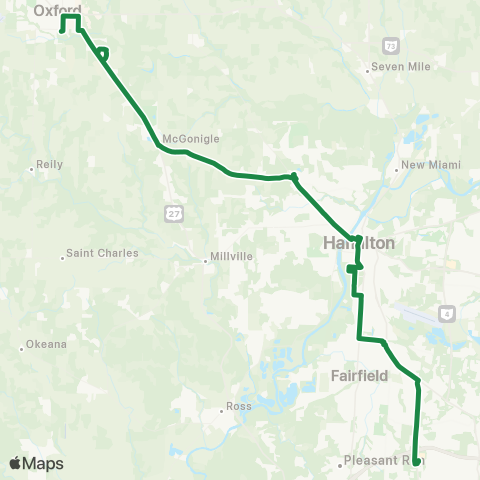 BCRTA R3 - Oxford-Forest Park Connector map
