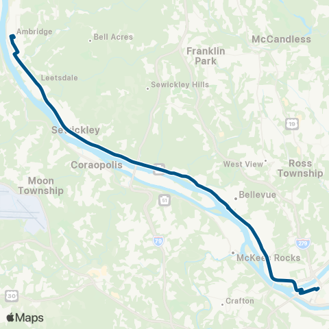 Beaver County Transit Authority 5 Ambridge / Pittsburgh map