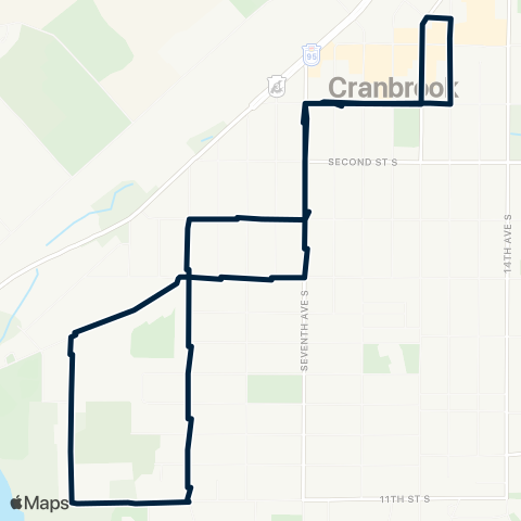 BC Transit East Kootenay Third Avenue map
