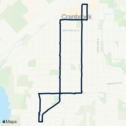BC Transit East Kootenay 7th - 11th Avenue map