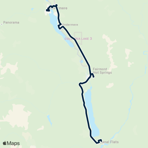 BC Transit East Kootenay South Connector map