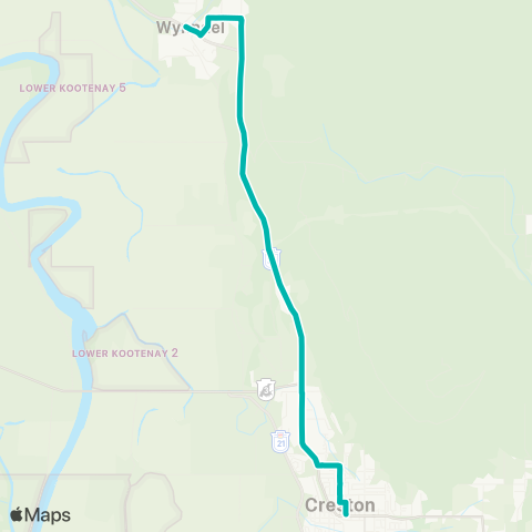 BC Transit Creston Wynndel map