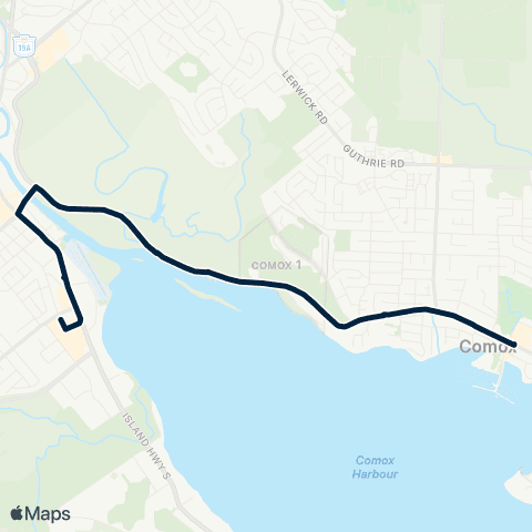 BC Transit Comox Valley Driftwood Mall / Comox Mall via Comox Rd map