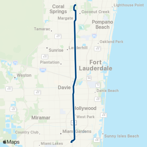 Broward County Transit US441 Breeze map