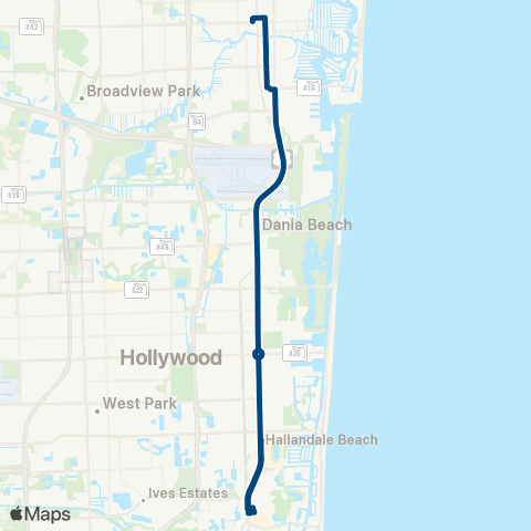 Broward County Transit US1 Breeze map