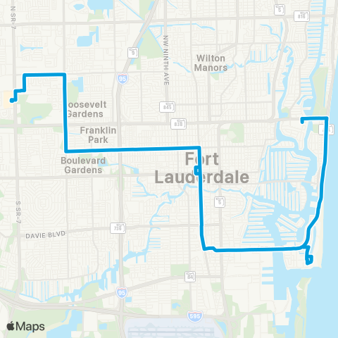 Broward County Transit Lauderhill - Browterm - Galleria / Pts Of America map