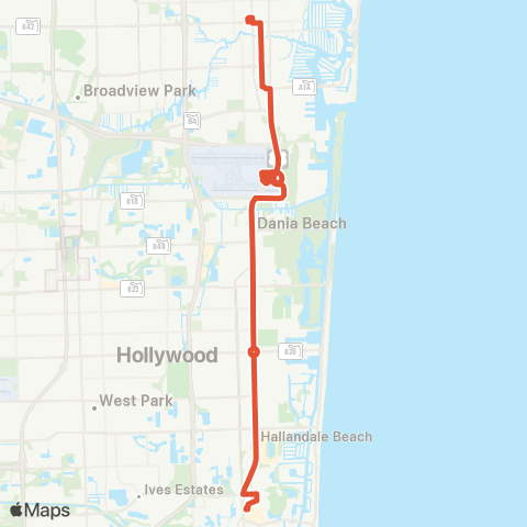 Broward County Transit Us 1 Local map