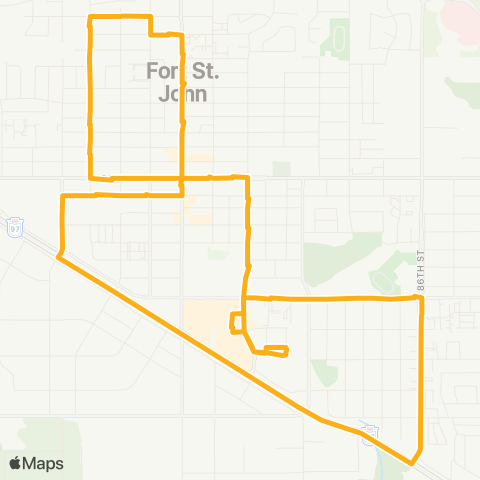 BC Transit Fort St. John Southwest map