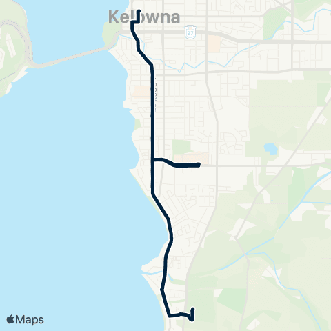BC Transit Kelowna Lakeshore / Downtown map