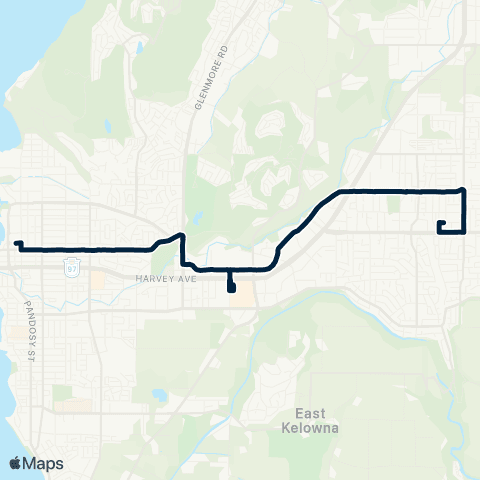 BC Transit Kelowna North Rutland / Downtown map