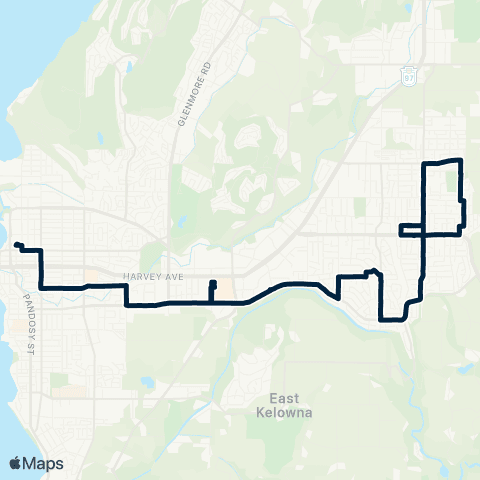 BC Transit Kelowna Rutland / Downtown map