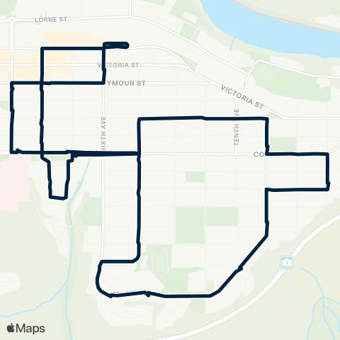 BC Transit Kamloops Downtown Loop map